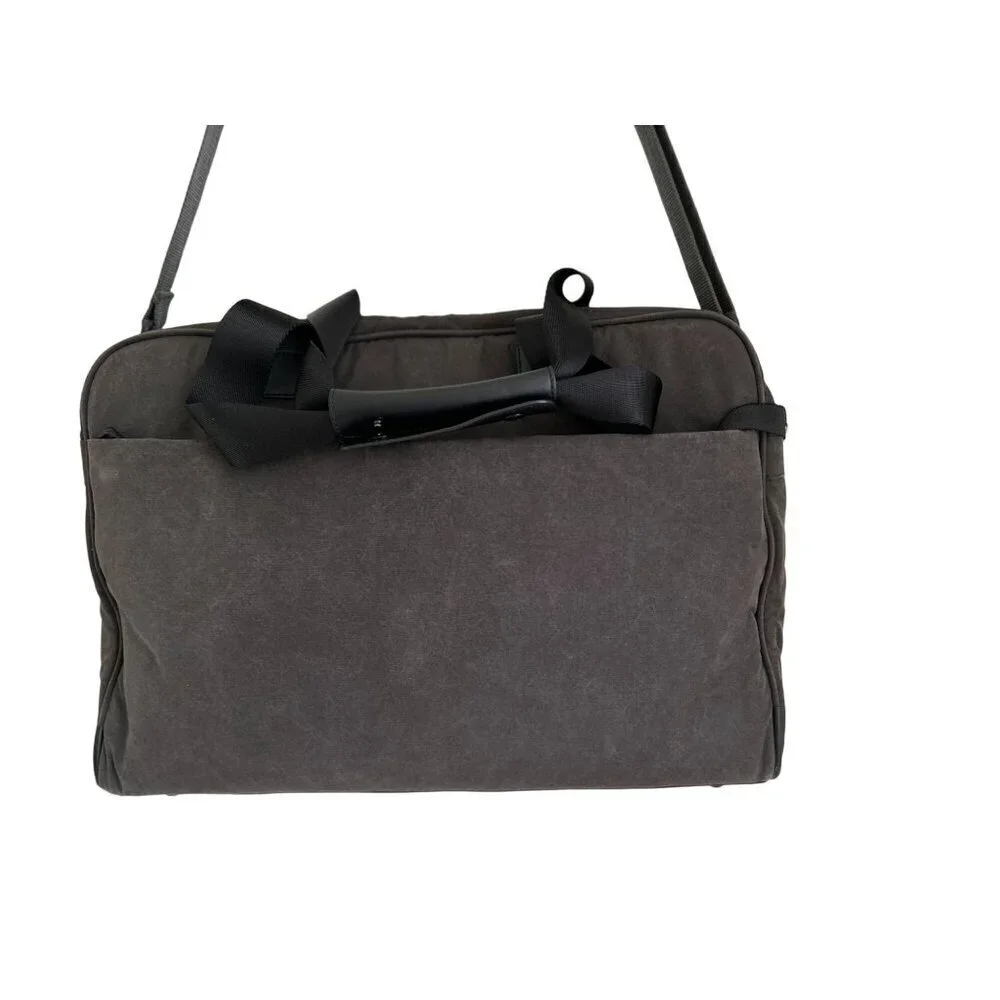 Lo & Sons Messenger Bag Polished Canvas Charcoal Gray Lined Crossbody 16